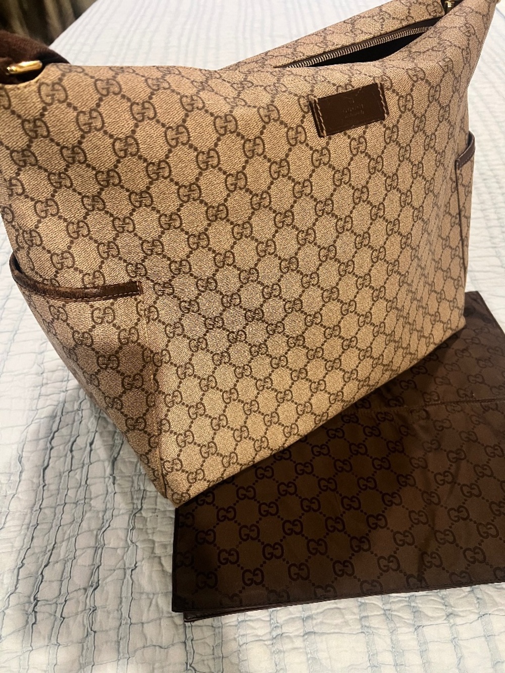 Gucci Beige GG Supreme Canvas and Leather Baby Diaper Bag